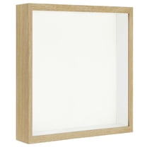 Uxcell 7x7 Shadow Box Frame Wooden Dried Flower Floating Photo Frame Natural Color