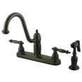 thumbnail image 1 of Kingston Brass KB7115TLBS Double Handle 8 in. Kitchen Faucet with Brass Sprayer, 1 of 2