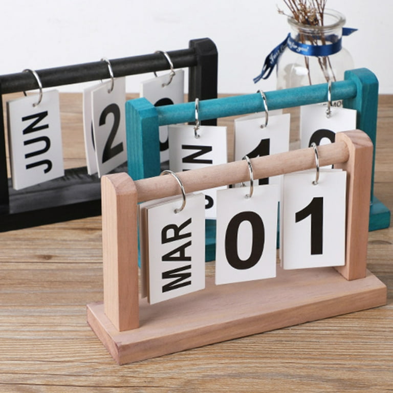 leaveforme Desk Calendar Daily Flip Office Desktop Calendar Retro Wood Flip Desk  Calendar Perpetual Vintage Calendar for Daily Home Office Decor Monthly  Planner - Walmart.com
