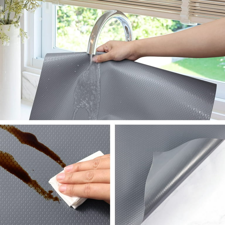 EVA Washable Waterproof Non-Adhesive Shelf Drawer Liner Roll for  Refrigerator Kitchen Bathroom Cabinets Drawer Shelves Cupboard (Grey)