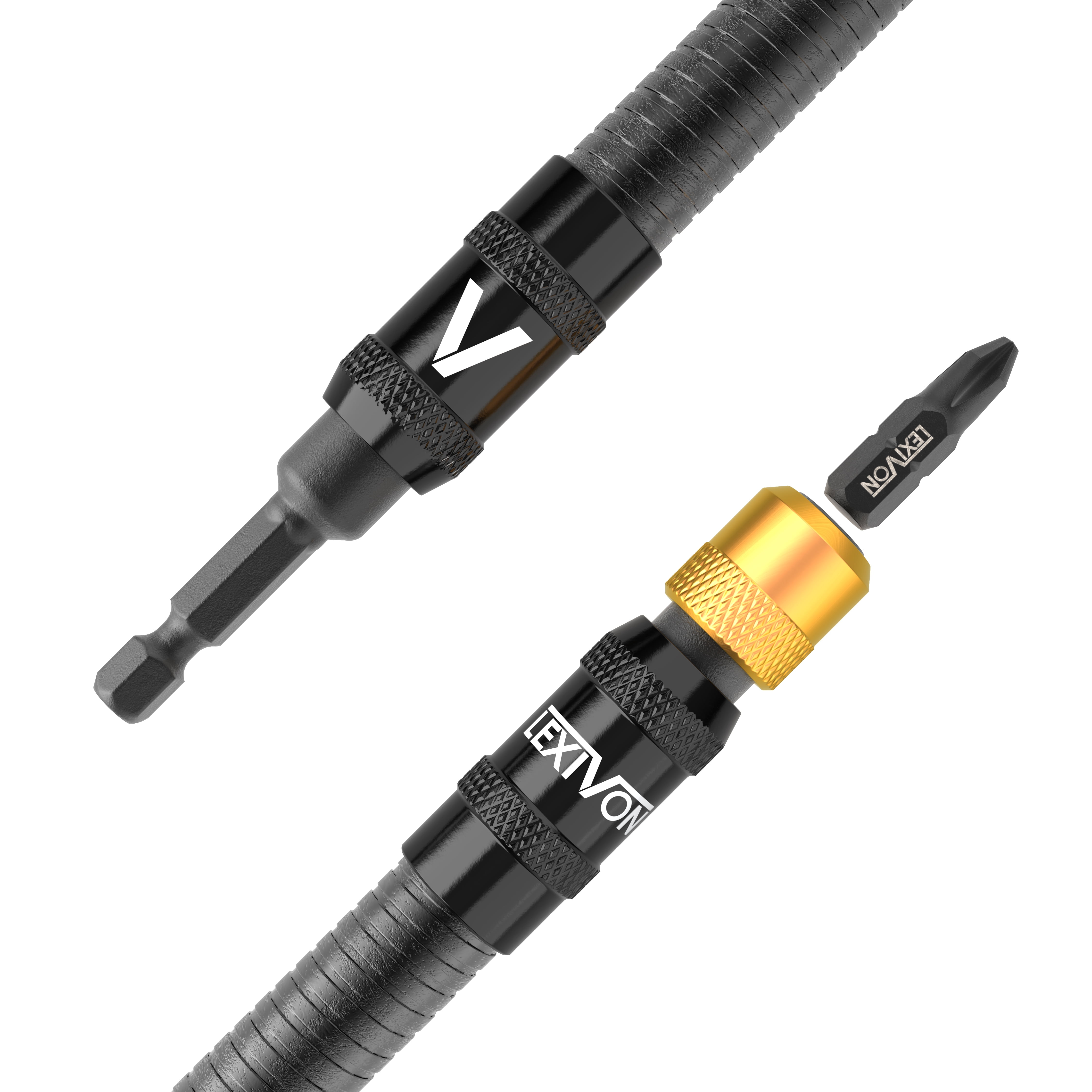 LEXIVON Drill Bit Holder, 12-Inch Flexible Extension, Quick
