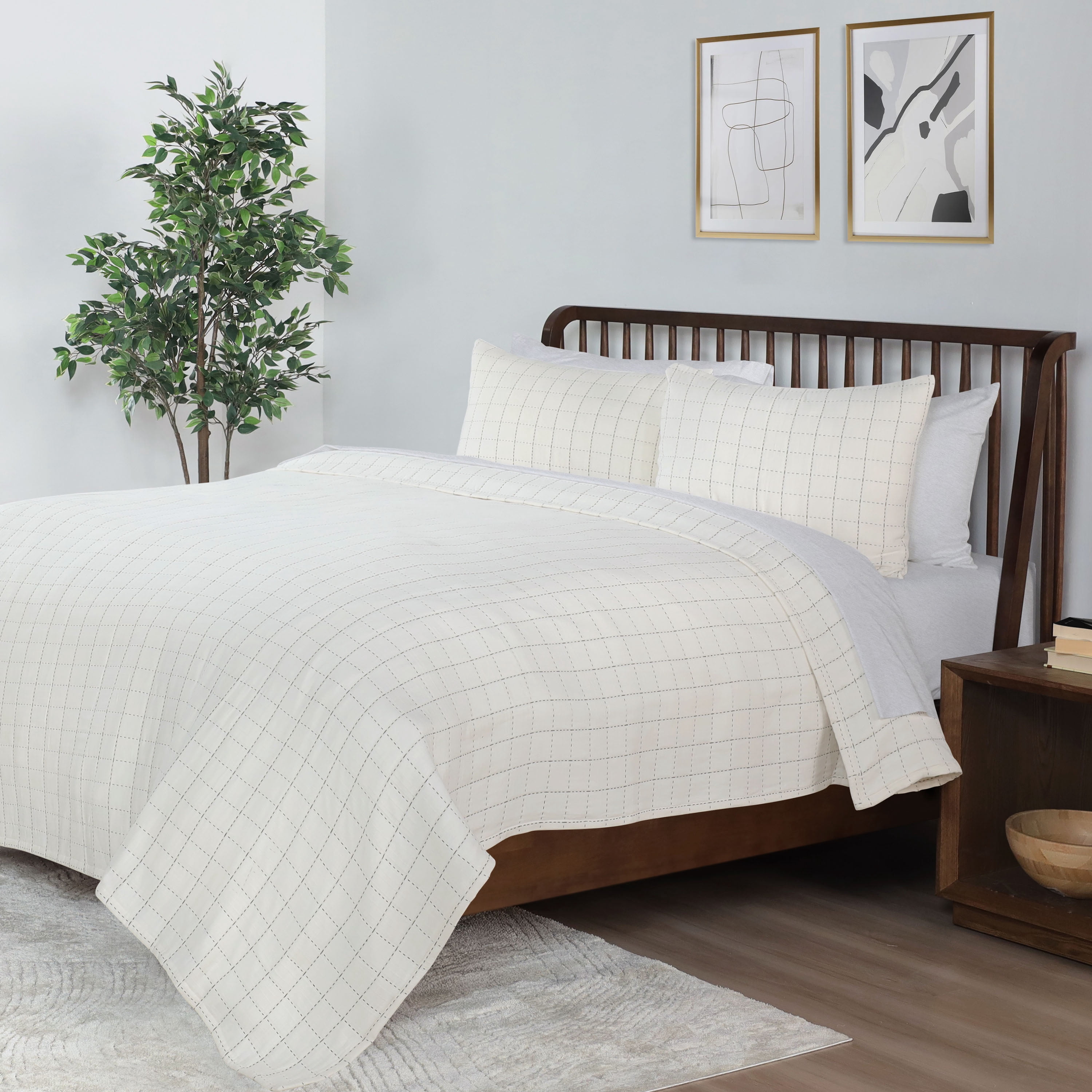 Vellux Yukon Quilted Coverlet Set, King, Ivory