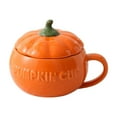 thumbnail image 2 of Ceramic Pumpkin Bowl With Lid | Microwaveable Thanksgiving Tableware | Orange Porcelain Pumpkin-Shaped Serving Dish | Oven Safe | 1 Piece | 7.08in Diameter, 2 of 6