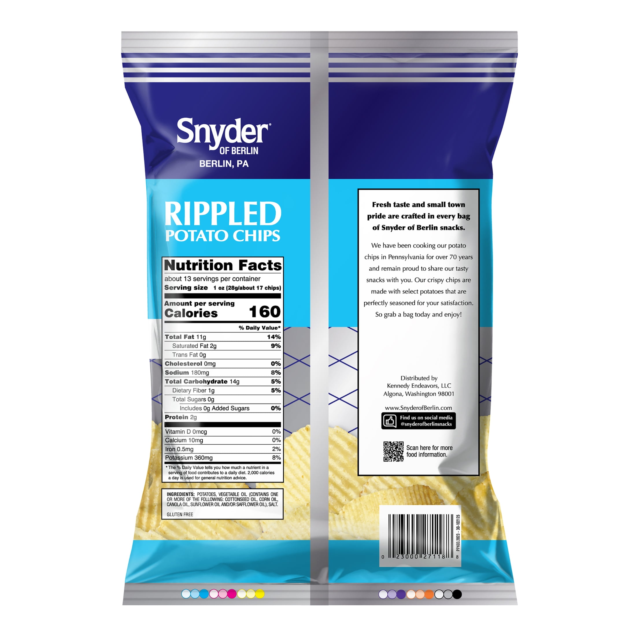 Snyder of Berlin Rippled Potato Chips, Gluten-Free, Party Size, 12.5 oz Bag