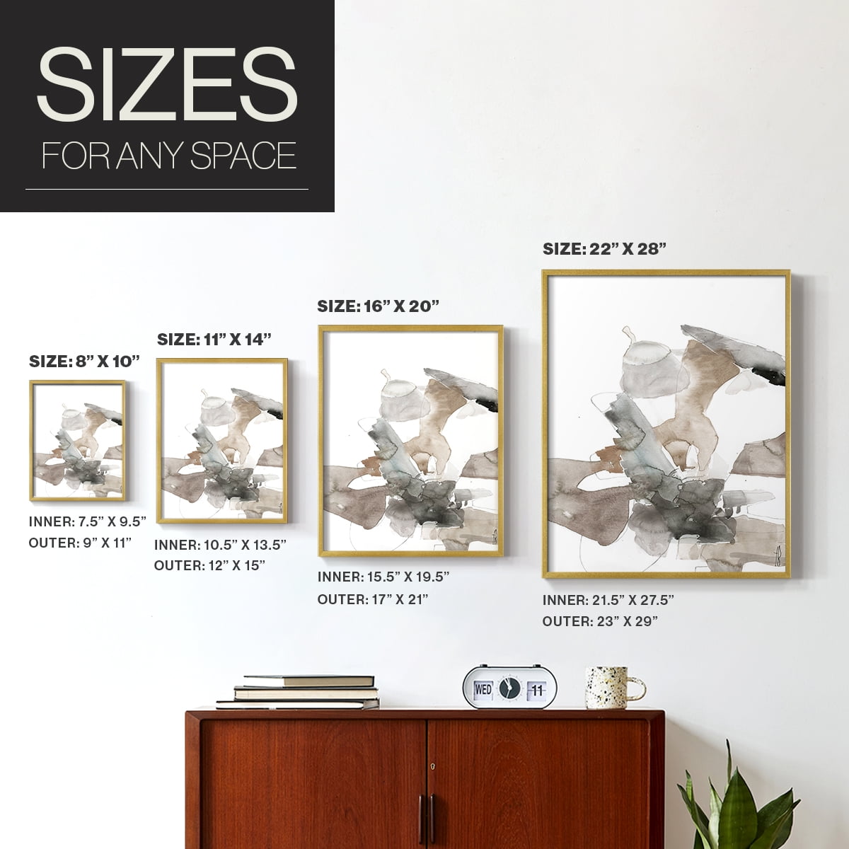 Untitled VIII V31 Framed Print in Gold Solid Wood Framed Print No Nail Hanging