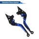 thumbnail image 5 of Palancas de freno y embrague cortas y largas para Yamaha TMAX560 2019-2020, palanca de freno ajustable de motocicleta, aleación de aluminio, cabeza negra, mango azul, 5 of 6