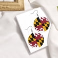 thumbnail image 4 of Round Leather Earrings For Women Maryland Flag Drop Earrings Lightweight Dangle Earrings, 4 of 6