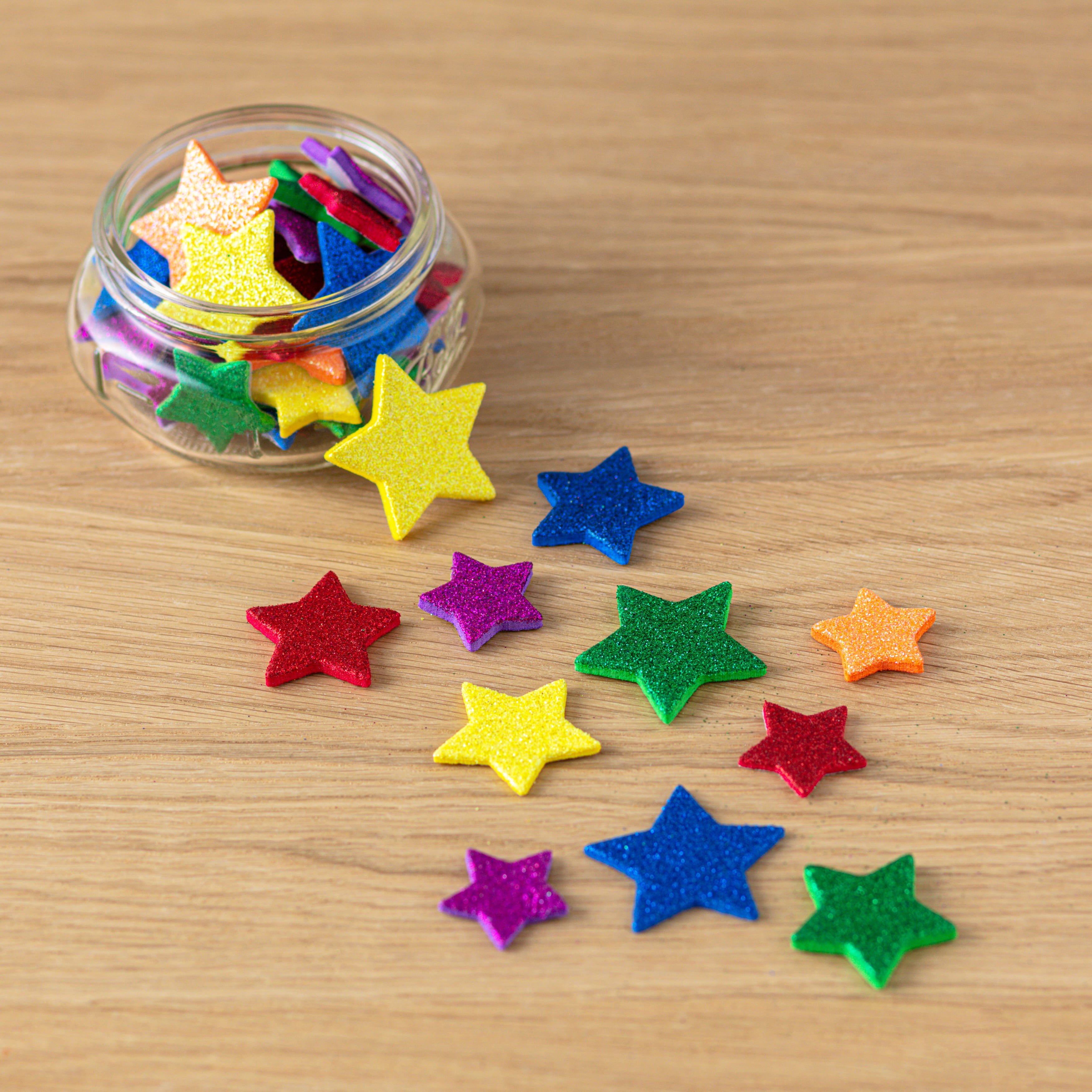 1bag/LOT.Glitter foam star stickers,Kids toy.Scrapbooking kit.Early  educational toys kindergarten crafts Handmade homework OEM