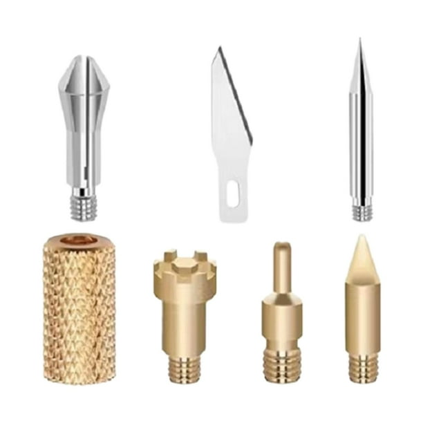 Puntas de bolígrafo para quemar leña, plantilla para grabar en madera, puntas reemplazables, herramienta para quemar madera, para adultos aficionados Punta de 6 piezas con adaptador