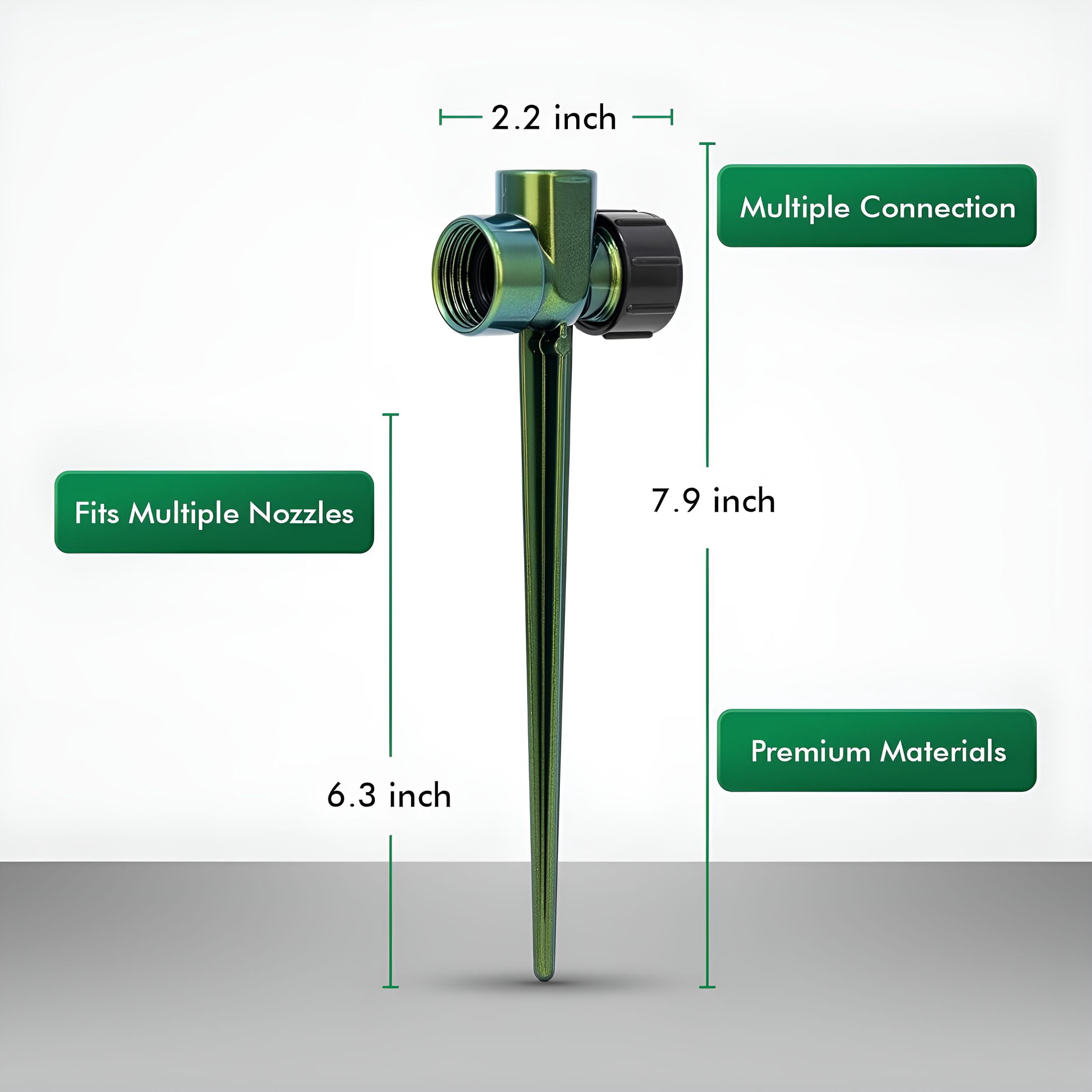 BPPEG 3 Pack Zinc Alloy Lawn Sprinkler Spike Base,Flow-Thru Sprinkler Base for Yard,Lawn,Garden and Grass Irrigation,Stable&Durable with Bright Green Glitter Design
