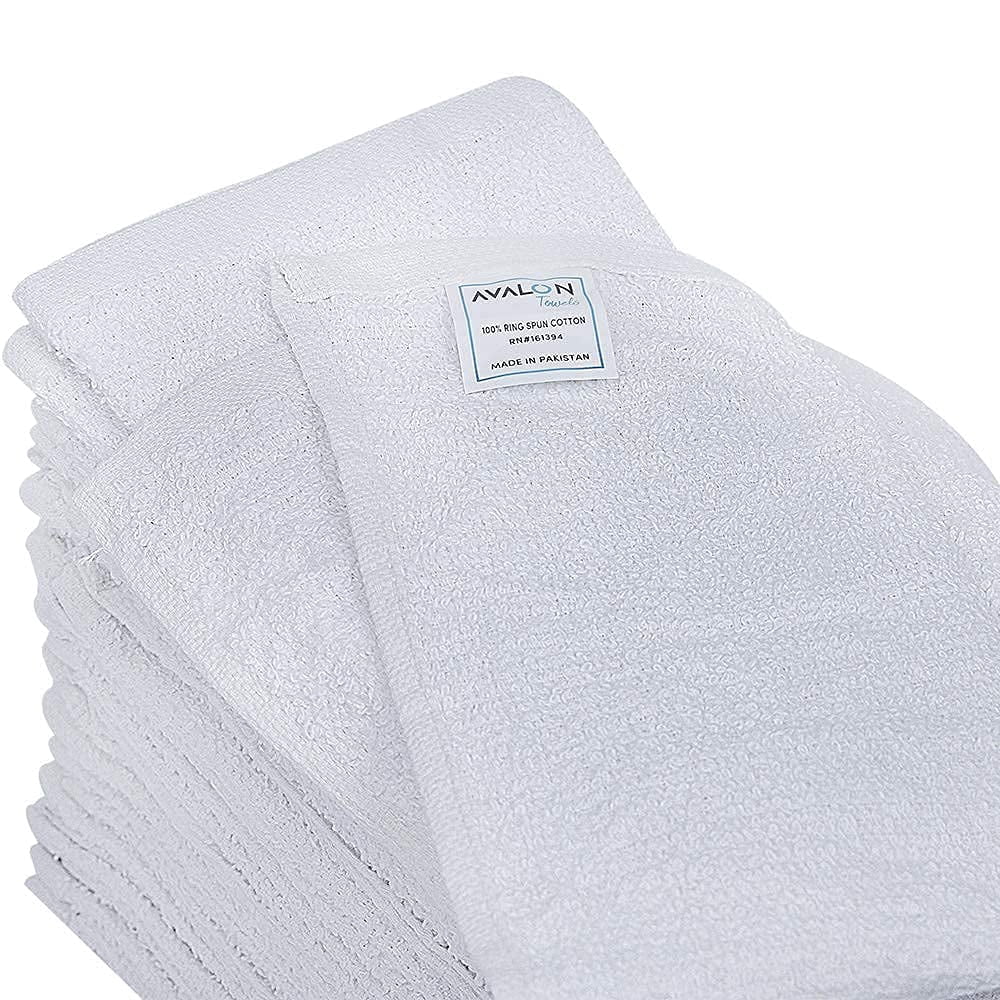 Avalon Towels Terry Bar Mop Towels (Value Pack of 60) Size 14"x17" – Absorbent and Durable, Multipurpose Towels, Cotton Cleaning Rags, Kitchen Towels, Restaurant Towels, Reusable Shop Rags (White)