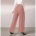 thumbnail image 6 of Women'S Wide Leg Suit Pants Loose Fit High Elastic Waisted Business Casual Long Trousers Pants Pink XXL, 6 of 7