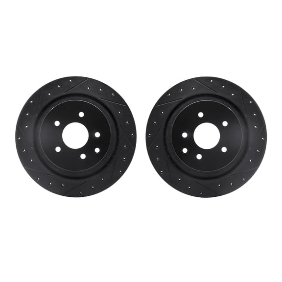 Dynamic Friction Company Rear Brake Rotors-Drilled and Slotted-Black 8002-68012