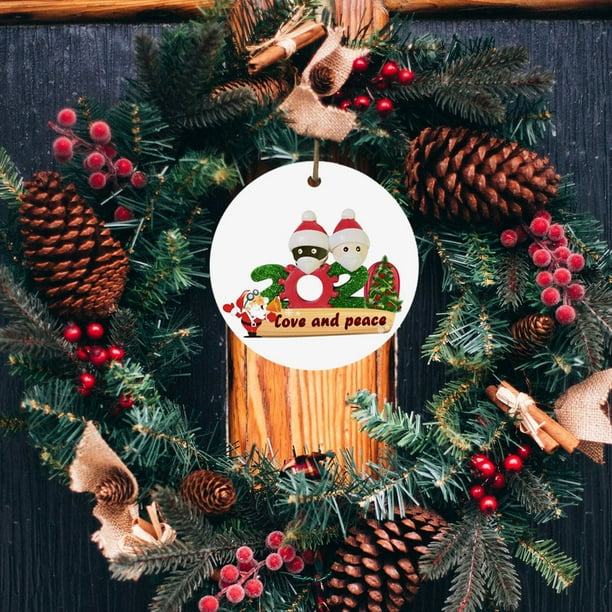 Fiudx Decoración del hogar 1 adorno navideño 2020 de Papá Noel con mascarilla para decorar el árbol de Navidad