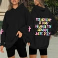 thumbnail image 2 of Christian Hoodies for Women Oversized Jesus Faith god Letter Print Hooded Sweatshirts Religious Inspirational Pullover, 2 of 5