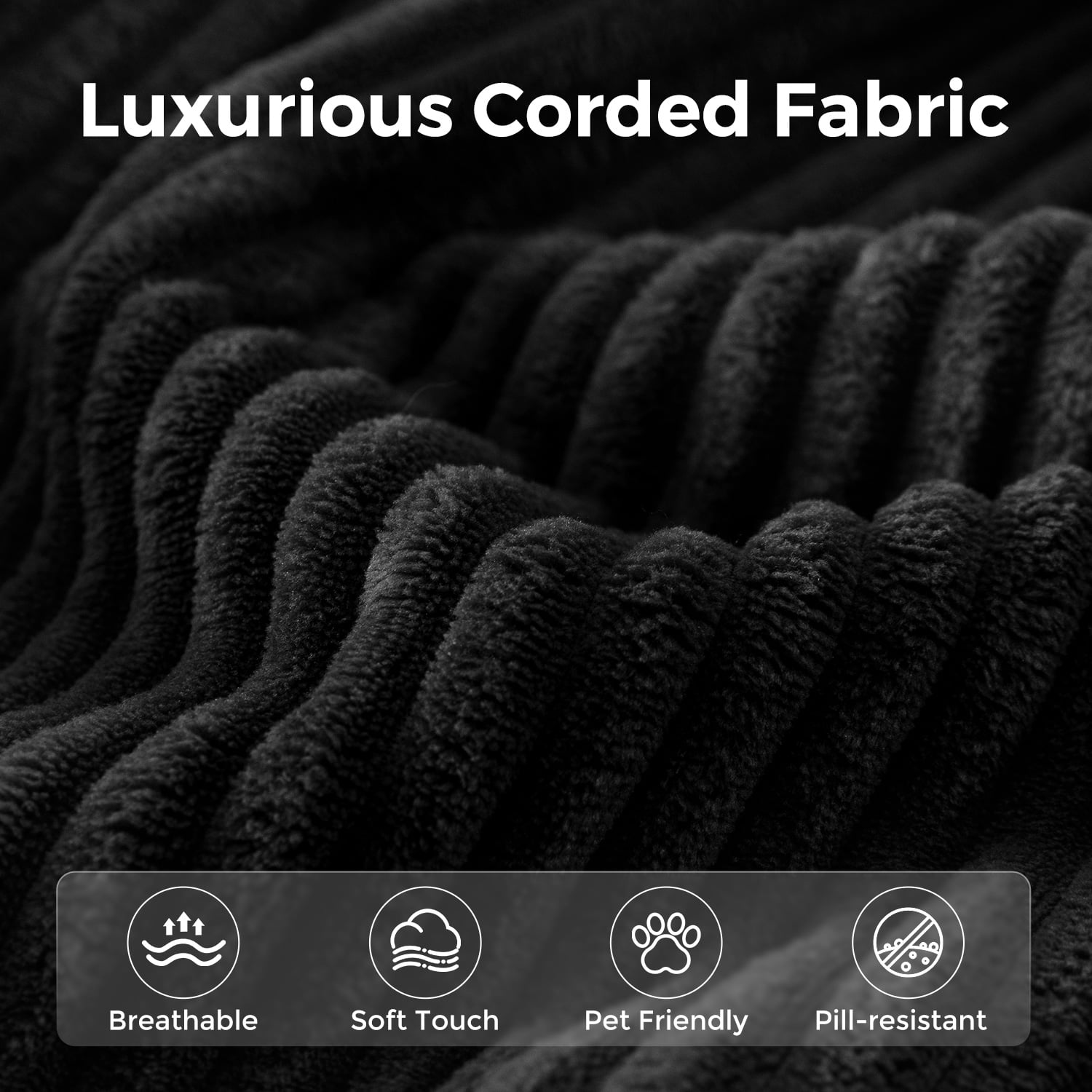 BYBYME 73"Oversized Loveseat Couch,2 Seat Sectional Corduroy Tufted Sofa,Upholstered Symmetrical Cloud Couch with Double Chaise,Wrap Around Sofa for Living Room Apartment Office,Sofa in A Box,Black