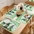 thumbnail image 5 of St. Patrick's Day Placemats Set&nbsp;of&nbsp;6 Green Plaid Hat Gnome Lucky Shamrocks Coin Gradient Green Heat Insulation Washable Place Mats, Non-Slip Table Mats for Dining Table Kitchen,13x19 Inch, 5 of 9