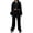 Black, variant on Women'S Tracksuit Set - Long Sleeve Zipper Hooded Sweatshirt with Solid Color Lace-Up Pants - Two-Piece Set Sky Blue S
