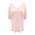 thumbnail image 4 of Women's Short Sleeve T-shirt Women'S T Shirt V Neck Half Sleeve Loose Shirt Casual Solid Color Basic Top,Pink Women's Short sleeve T-shirt S, 4 of 4