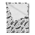thumbnail image 2 of Occult Soft Flannel Fleece Throw Blanket, Monochromatic Elements Composition Feather Mushroom Letters, Cozy Plush for Indoor and Outdoor Use, 50" x 60", Charcoal Grey White, by Ambesonne, 2 of 5