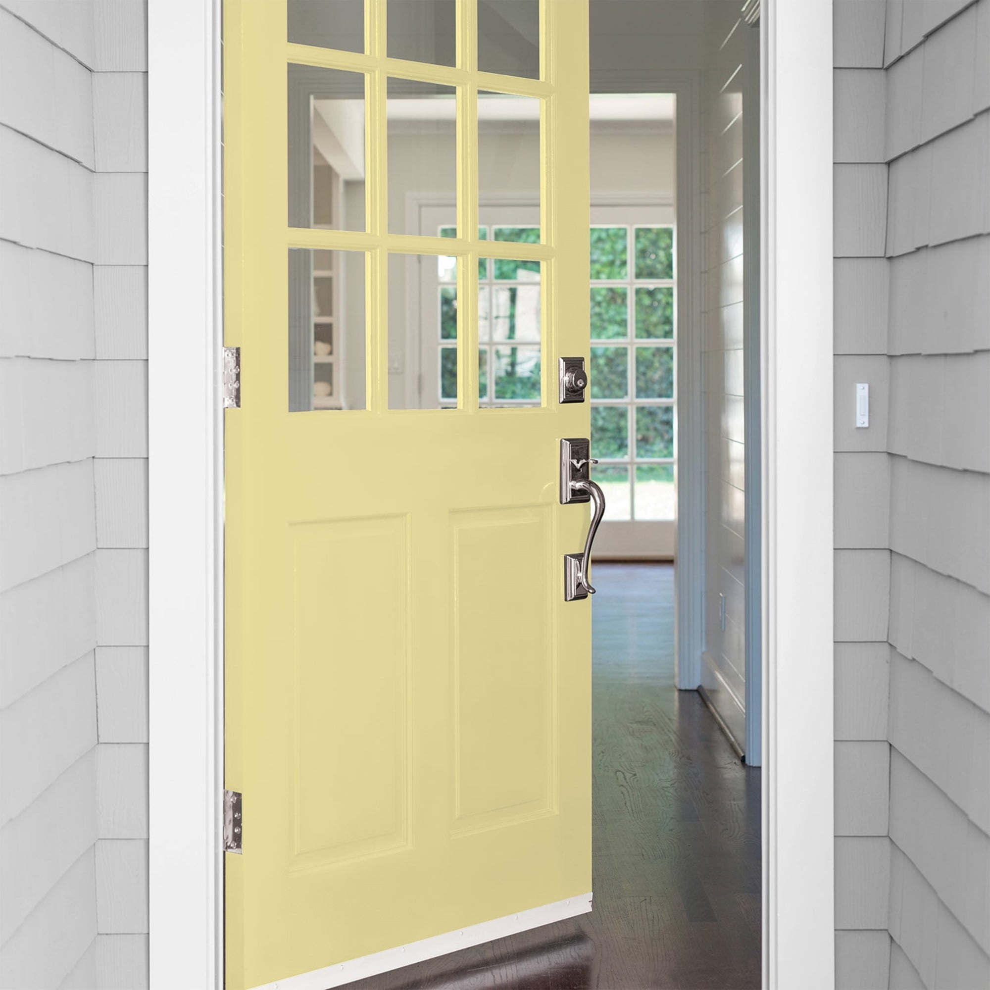 Glidden One Coat Subtle Sunshine / Green Satin Exterior Paint with Primer, 5 Gallon