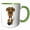 Green/White, variant on 3drose, Cute Funny Brown Pit Bull Puppy Dog Bowling Cartoon, 11oz Two-tone Green Mug
