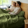 thumbnail image 6 of Simple&Opulence Linen Sheet Set-Linen Cotton Blend Bedding set-3 Pieces (1 Flat Sheet,1 Fitted Sheet&1 Pillowcase)-Soild Color Collection,Soft & Cozy,Cooling Bedding- Twin Size, Forest Green, 6 of 9