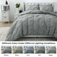 thumbnail image 6 of JUSTLET King Size Comforter Set, 7 Pieces Bed in a Bag for All Season, Pintuck Bedding Comforter Sets with Comforter, Flat Sheet, Fitted Sheet, Pillowcases and Pillowshams, Light Grey, 6 of 8