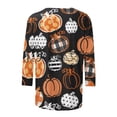 thumbnail image 4 of 3/4 Sleeve Halloween Top,2024 Halloween Women 3/4 Sleeve Tops Elbow Length Crewneck Cute Pumpkin Graphic Tshirt Three Quarter Sleeve Casual Blouse Tees Tunic, 4 of 5
