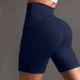 thumbnail image 4 of IWRICH Women's Biker Shorts with Pockets High Waist Yoga Shorts Running Gym Workout Leggings Navy XL, 4 of 6