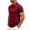 Wine, variant on YLSDY Men's Slim-Fit Ribbed Collared Shirt, Striped Cuff Trim, 3-Button Placket Short Sleeve Top for Casual & Business Casual Black S