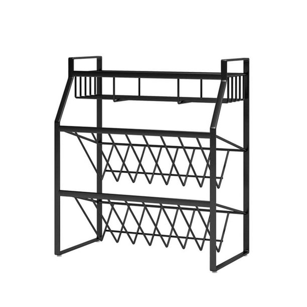 Estante de almacenamiento de cocina Organizador de botellas de condimentos Estante de metal Soporte para botellas de condimentos de encimera, oblicuo Speravity HA004803-01