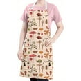 thumbnail image 5 of Red Mushroom Insect Light Pattern Apron-Garden Aprons for Women with Pockets-Cotton Linen Waterproof Kitchen Cooking Gardening Aprons Adjustable for Kitchen,Cooking,BBQ and Salon 33x27 Inch, 5 of 7