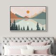 thumbnail image 3 of PixonSign Framed Canvas Print Wall Art Pastel Mountain Tree Forest Lake Nature Wilderness Illustrations Modern Art Decorative Boho Minimal Relax/Zen - 24"x36" White, 3 of 5