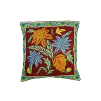 Mogul Indian Ethnic Cushion Cover Suzani Embroidered Cotton Decorative Pillow Cases Sofa Cushion Cover 16x16
