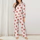 thumbnail image 2 of Balery Strawberry Conjunto de Pijama con Estampado para Mujer, Conjunto de Dos Piezas con Manga Larga, Ropa de Dormir Suave con Bolsillos, Pijamas Cómodos-Large, 2 of 7