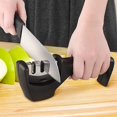 thumbnail image 2 of Black thickened three-stage manual cutting grinder kitchen sharpening tool, 2 of 7