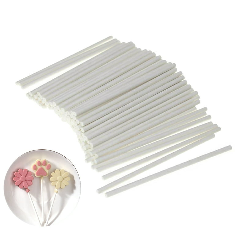 100pcs Lollipop Sticks Paper Sticks White Cake Pops Sticks For Candy,  Chocolate, Cookies (4 Inches/10cm)