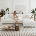 thumbnail image 3 of Modern L-Shaped Sectional Couch with Reversible Chaise Lounge, 3 Seaters Corduroy Upholstered Modular Sofa with Storage Armrest and Toss Pillows, for Living Room Apartment Office, 3 of 12