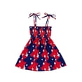 thumbnail image 1 of Toddler Baby Girls American Flag Star Summer Dress Sleeveless Ruffle Straps Kid Independence Day Beach Midi Dress, 1 of 6