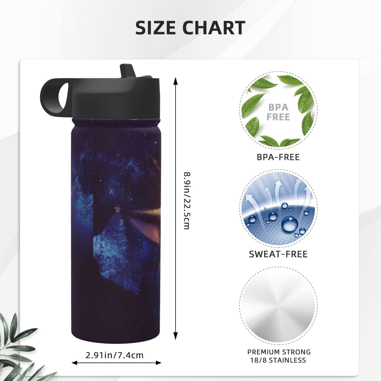 baby yoda Kids Insulated Water Bottle With Straw - 18 Oz Stainless Steel Double Wall Vacuum Cup, Leakproof, Bpa Free, Suitable For Boys And Girls