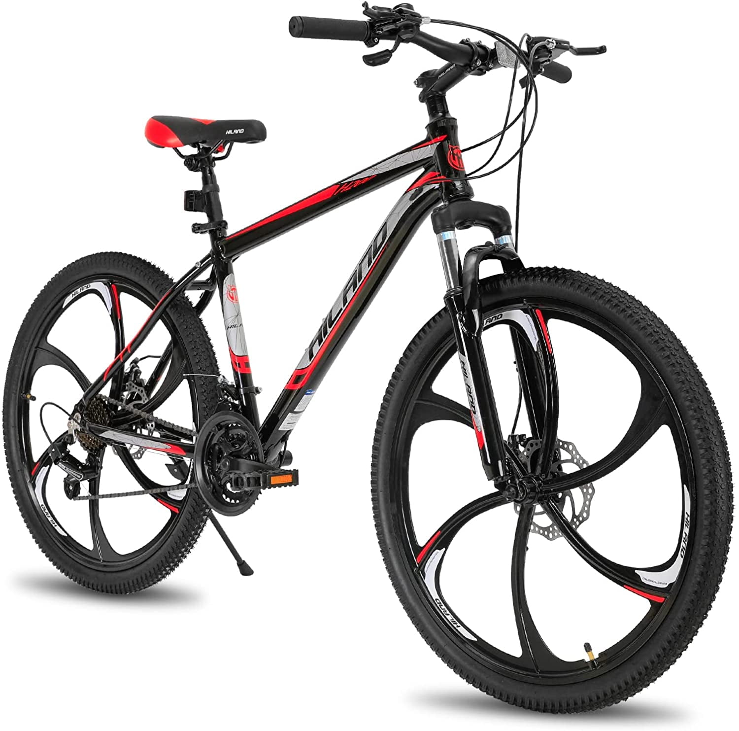 Hiland Mountain Bike, 6-Spokes,Shimano 21 Speeds Drivetrain,Aluminum Frame  26 inch Wheels, Men's MTB Bicycle, Black - Walmart.com