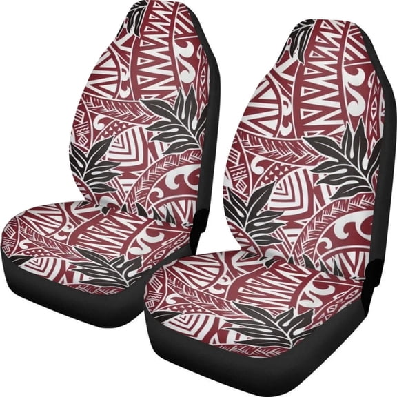 Car Seat Covers Polynesian Pattern Design 2pcs/Set Vehicle Seat Covers Front Seat Waterproof Sedan Seat Protector Easy to Clean