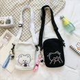 thumbnail image 5 of Ladies Small Canvas Shoulder Bags Phone Bag Handbags Purse BLACK, 5 of 8