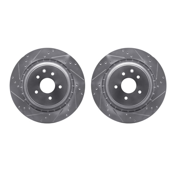 Dynamic Friction Company Rear Brake Rotors-Drilled and Slotted-Silver 7002-68013