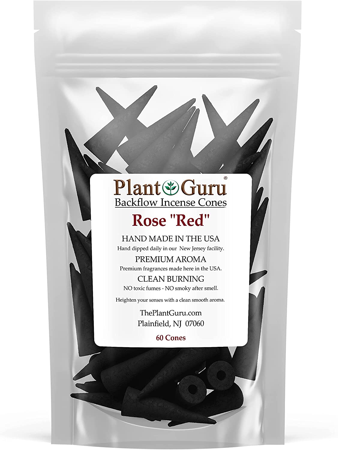 Red Rose Charcoal Incense Cones 2" BACKFLOW 60 Pack Bulk Natural