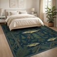 thumbnail image 3 of ODIKA 8'x10' Washable Area Rug Non-Shedding, Easy Care, Bass Lake Vintage Lure Cabin Motif Tackle Border Fish Fishing Refined Structured for King Size Bedroom Under Bed, Master Suite, 3 of 7