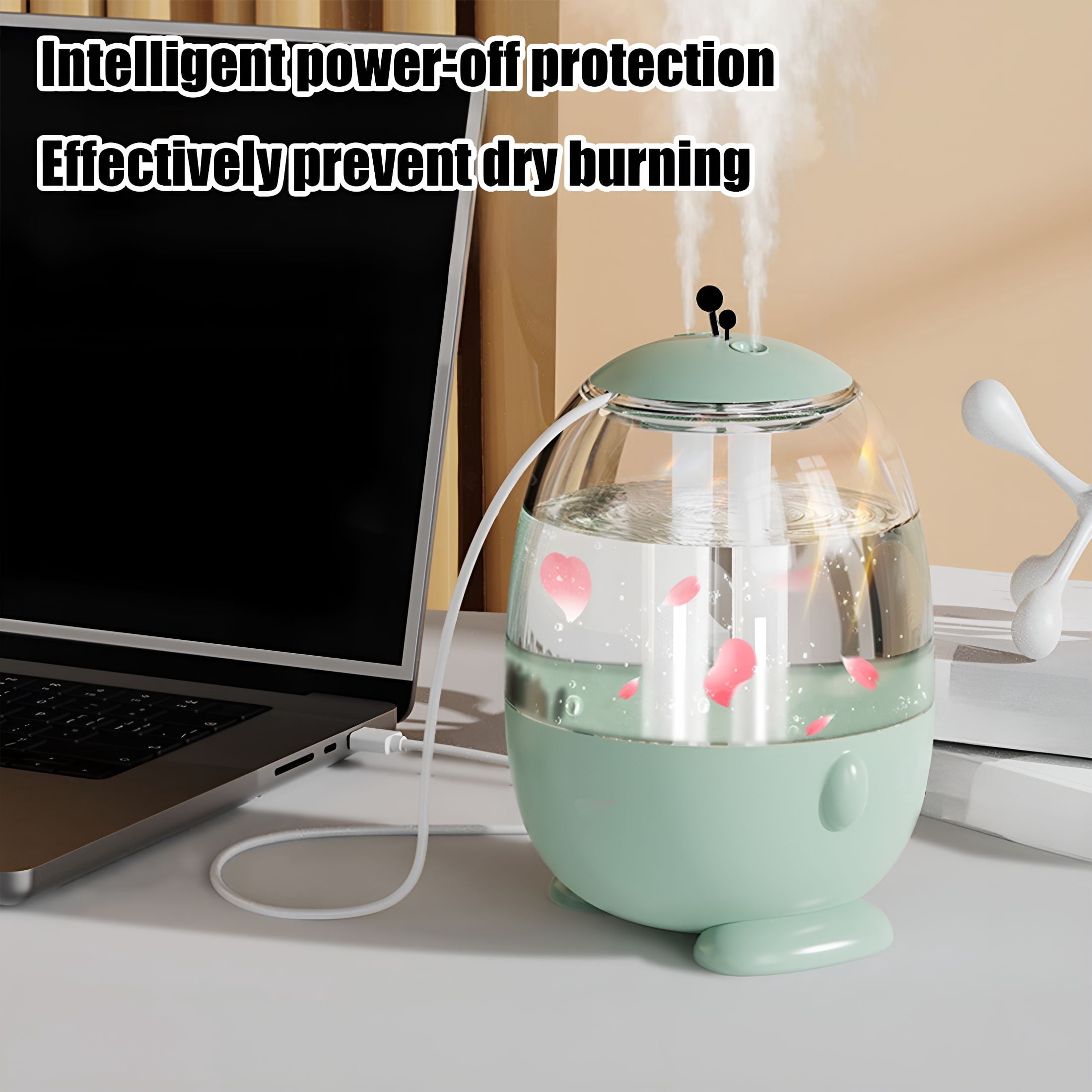 HIBIBUD 2026 New 3L Large Capacity Cool Mist Humidifier,Quiet Usb Powered Air Diffuser with Led Lights,Adjustable Mist Levels,Office & Bedroom Use,Auto Shut-Off Self Cleaning Humidifier