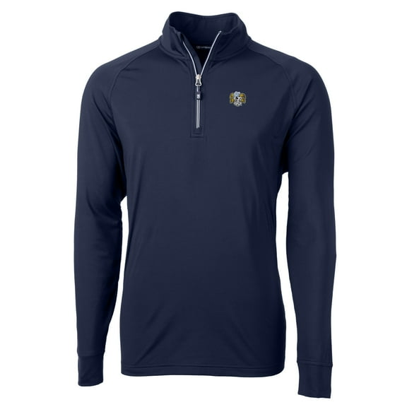 Men's Cutter & Buck  Navy North Carolina Tar Heels Vault Adapt Eco Knit Stretch Recycled DryTec Quarter-Zip Top