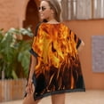 thumbnail image 4 of Fire Flames Beach Cover Ups for Women Bathing Suit Cover Up Lace Bikini Swimsuit Coverup Beach Dress Shirt One Size, 4 of 6